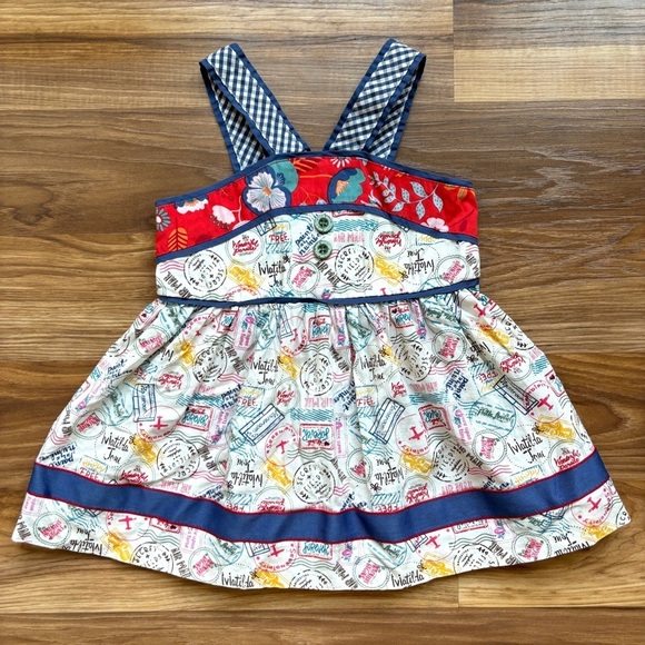Matilda Jane Around The World Postage Stamps Printed Top - Picture 1 of 11
